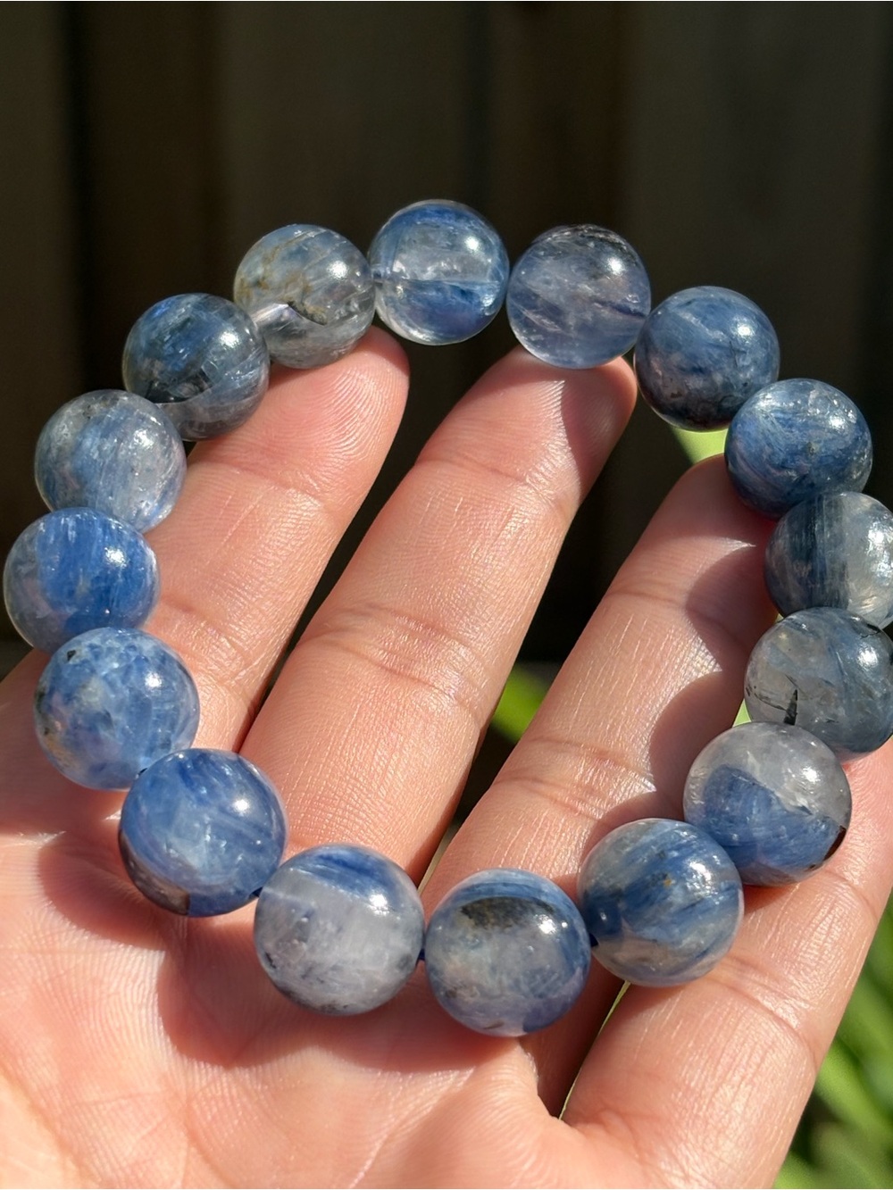 13.5mm Stretchable Natural Ice Kyanite Bracelet 2702